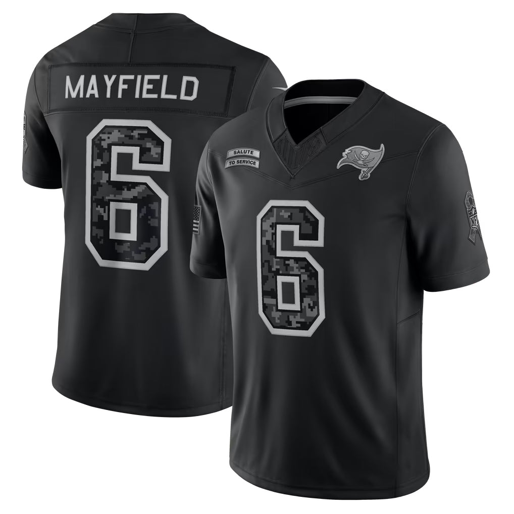 Tuec TB.Buccaneers #6 Baker Mayfield Player Black Limited 2026 Salute to Service Home Game Stitched Jerseys