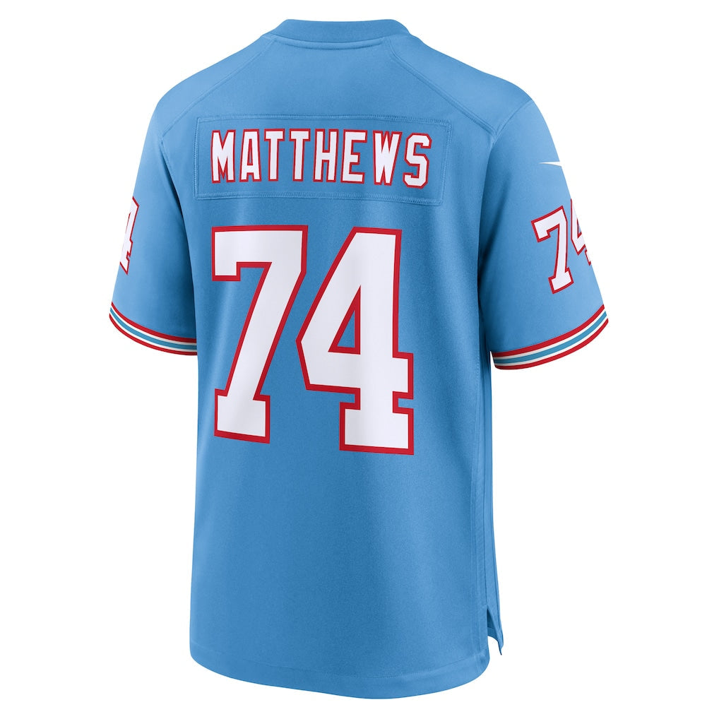 Tuec T.Titans #74 Bruce Matthews Light Blue Retired Player Alternate Game Jersey