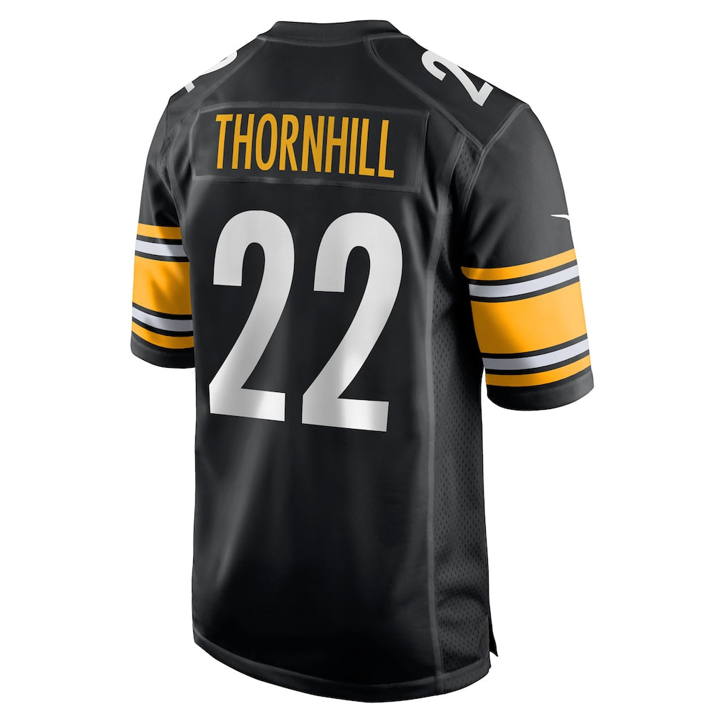 Tuec P.Steelers #22 Juan Thornhill Black Team Game Jersey