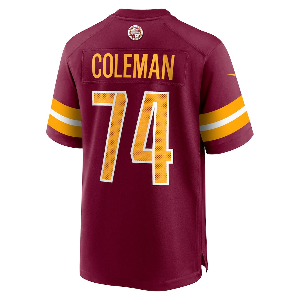Tuec W.Commanders #74 Brandon Coleman Burgundy Game Jersey
