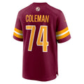 Tuec W.Commanders #74 Brandon Coleman Burgundy Game Jersey