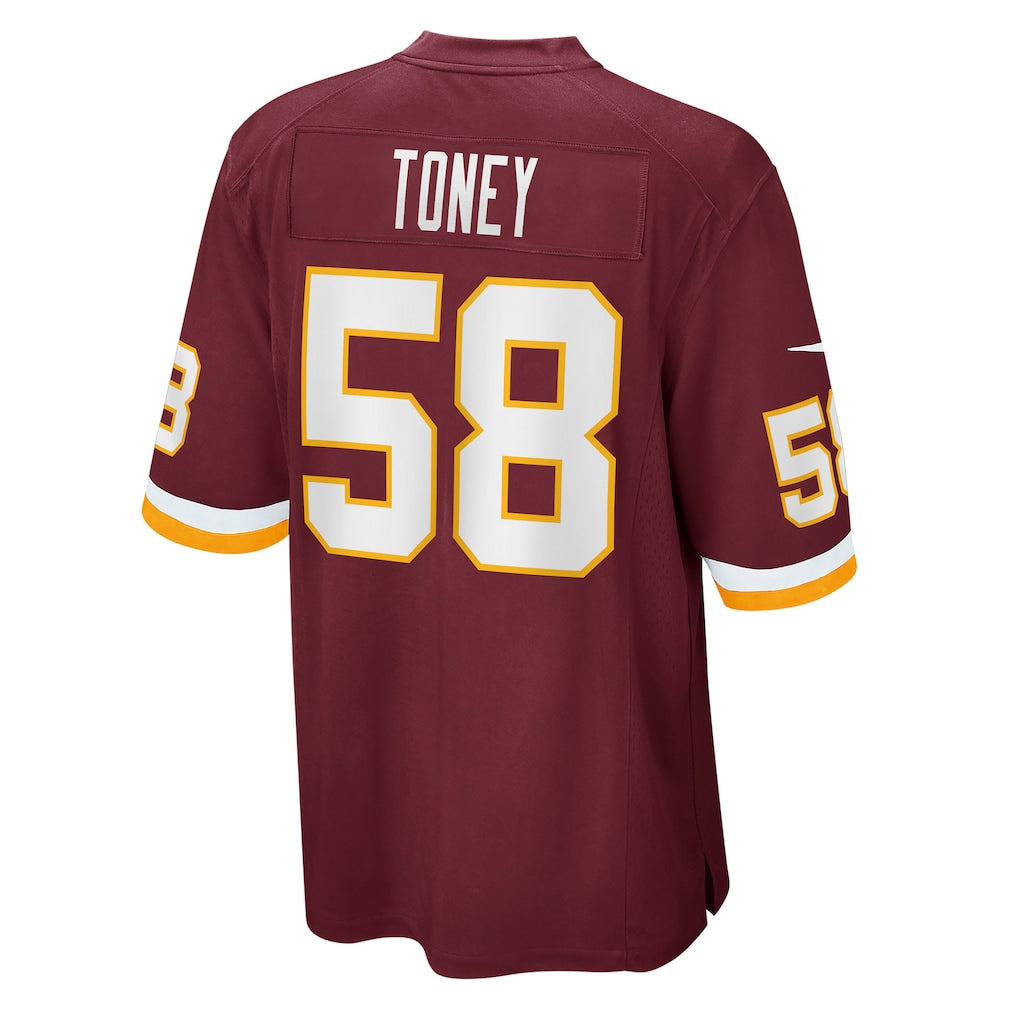 Tuec W.Commanders #58 Shaka Toney Burgundy Game Jersey
