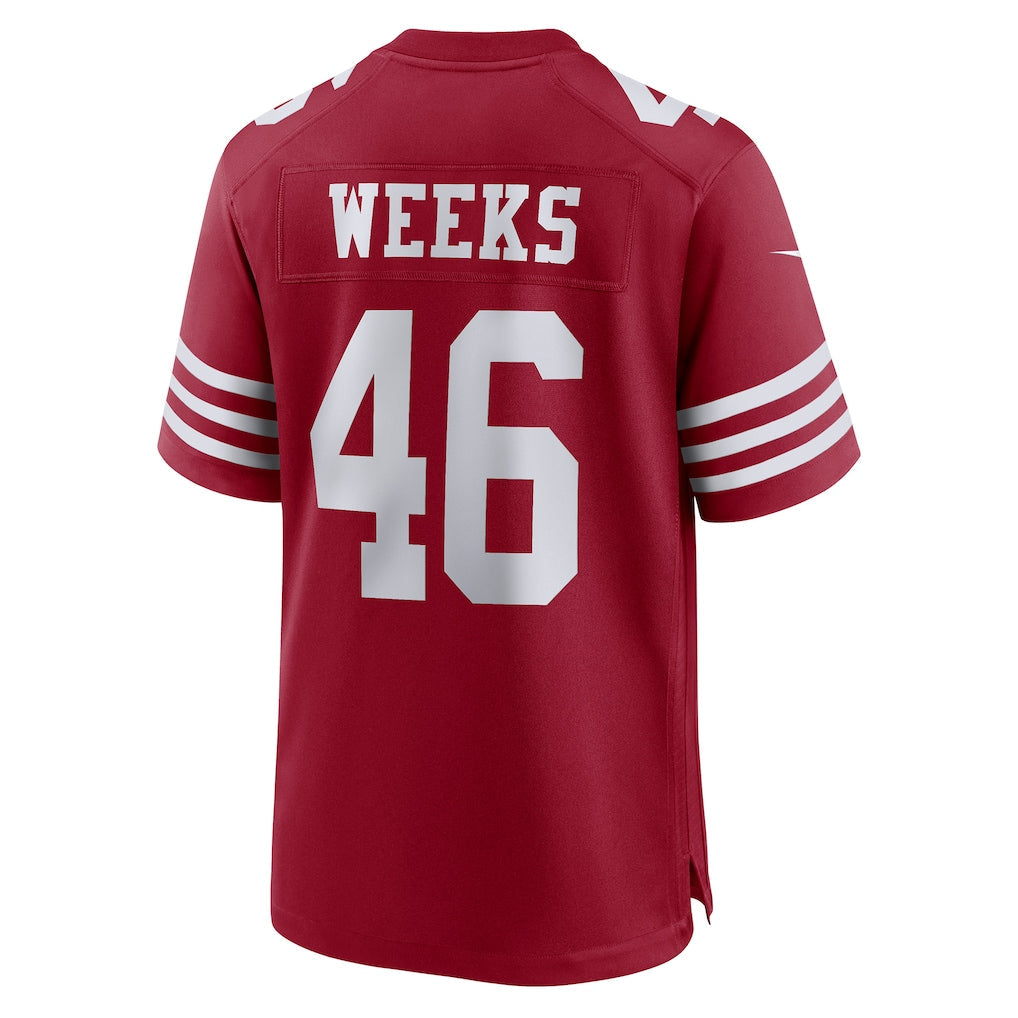 Tuec SF.49ers #46 Jon Weeks Scarlet Team Game Jersey