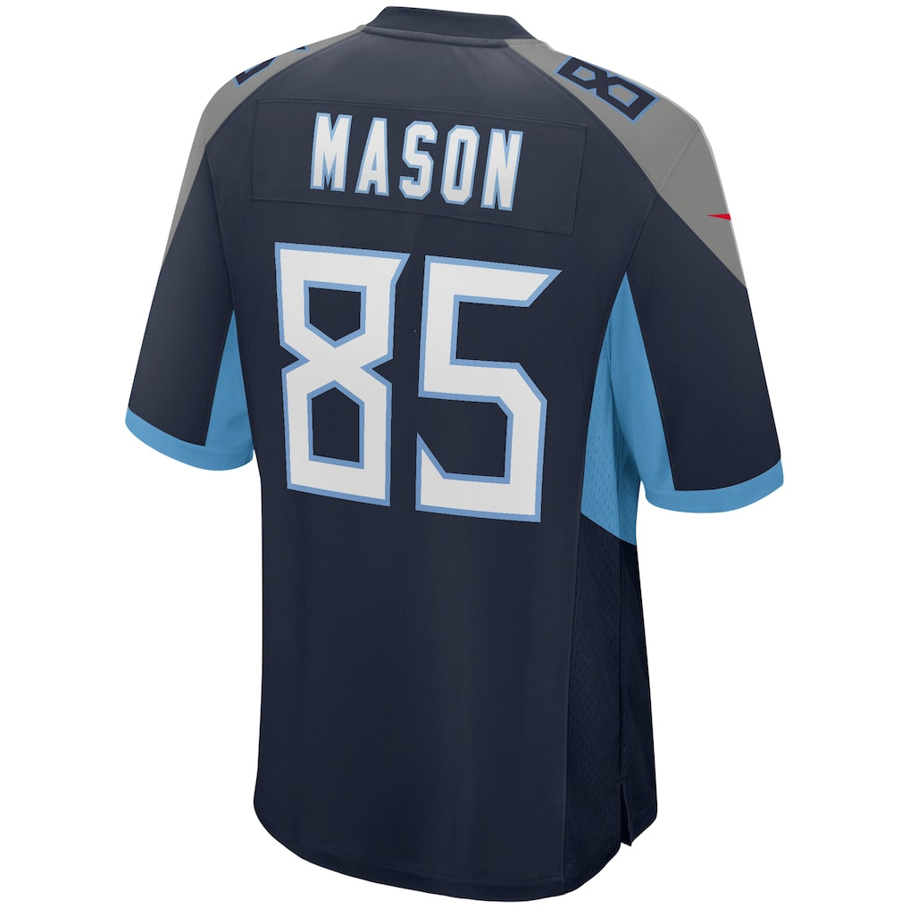 Tuec T.Titans #85 Derrick Mason Navy Game Retired Player Jersey