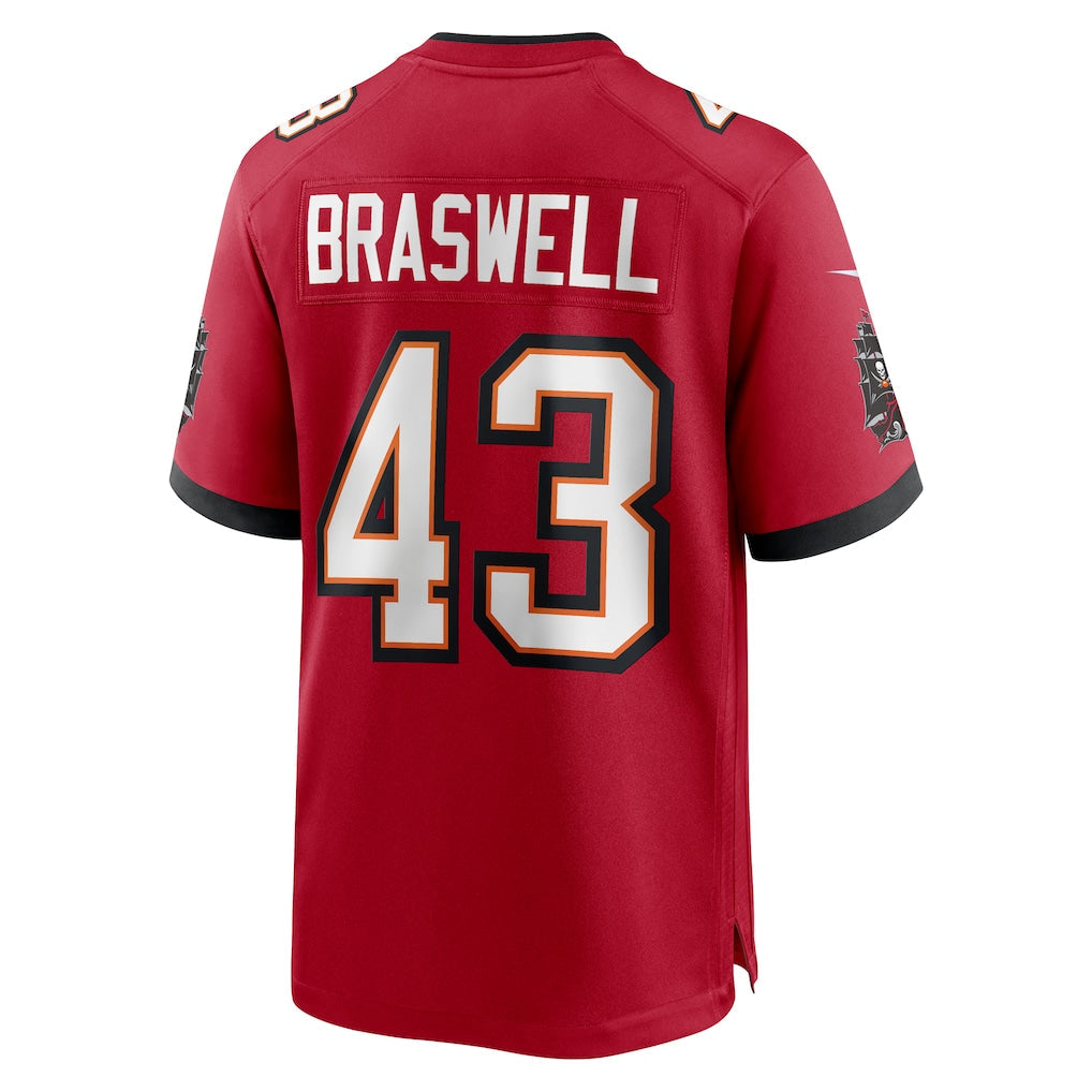 Tuec TB.Buccaneers #43 Chris Braswell Red Game Jersey