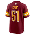 Tuec W.Commanders #51 Ale Kaho Burgundy Team Game Jersey