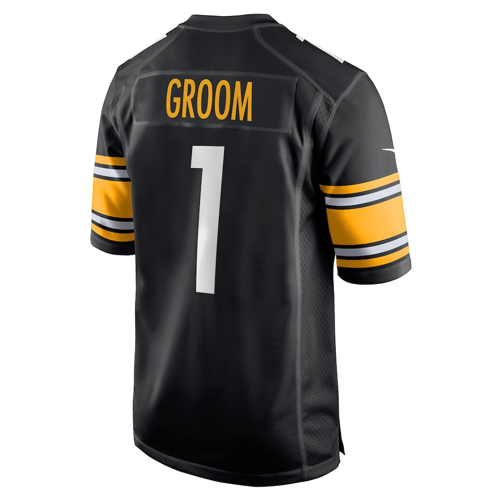 Tuec P.Steelers #1 Groom Black Game Jersey