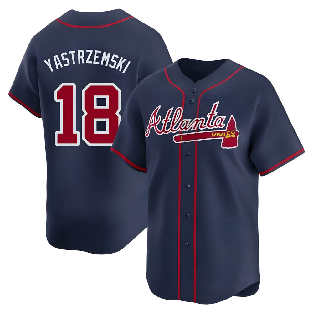 tuec A.Braves #18 Mike Yastrzemski player Navy Limited Alternate Stitched Jerseys