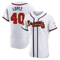 tuec A.Braves #40 Reynaldo Lopez player White&Gold Authentic Program Stitched Jerseys