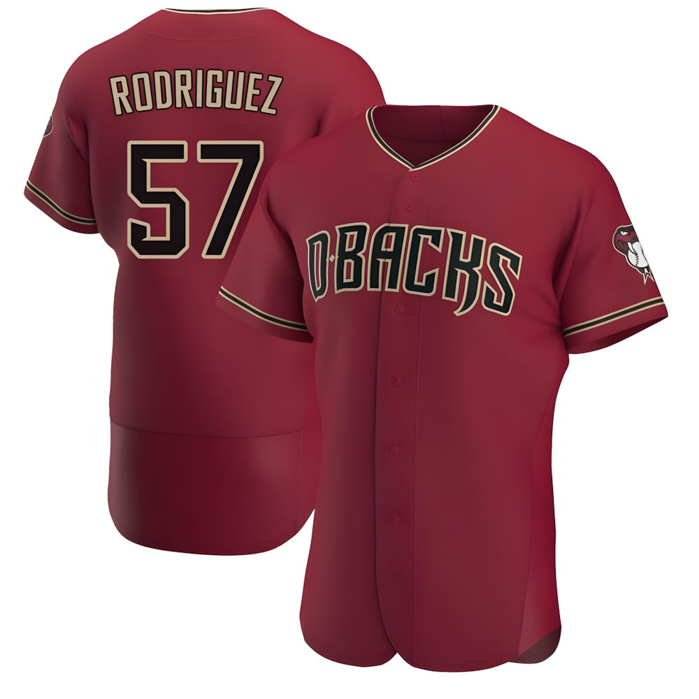 tuec A.Diamondbacks #57 Eduardo Rodriguez Player Red Authentic Crimson Stitched Jersey