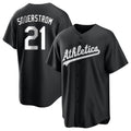 tuec Athletics #21 Tyler Soderstrom Player Black&White Replica Stitched Jersey