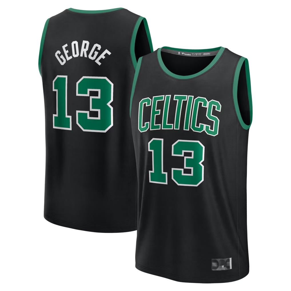 tuec B.Celtics #13 Paul George Black Fast Break Replica Jerseys - Statement Edition