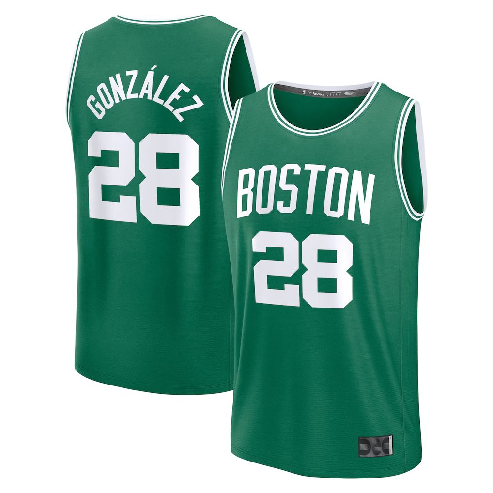 tuec B.Celtics #28 Hugo Gonzalez Kelly Green 2025  Draft First Round Pick Fast Break Replica Jerseys - Icon Edition