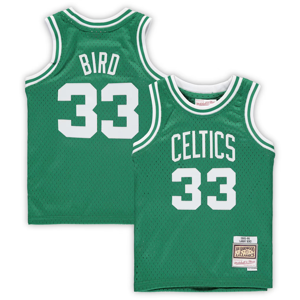 tuec B.Celtics #33 Larry Bird Mitchell & Ness Kelly Green 1985-86 Hardwood Classics Throwback Team Jerseys