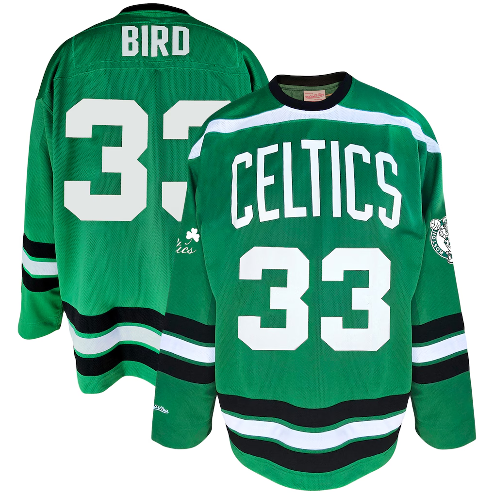 tuec B.Celtics #33 Larry Bird Mitchell & Ness Kelly Green Big & Tall Hockey Jerseys