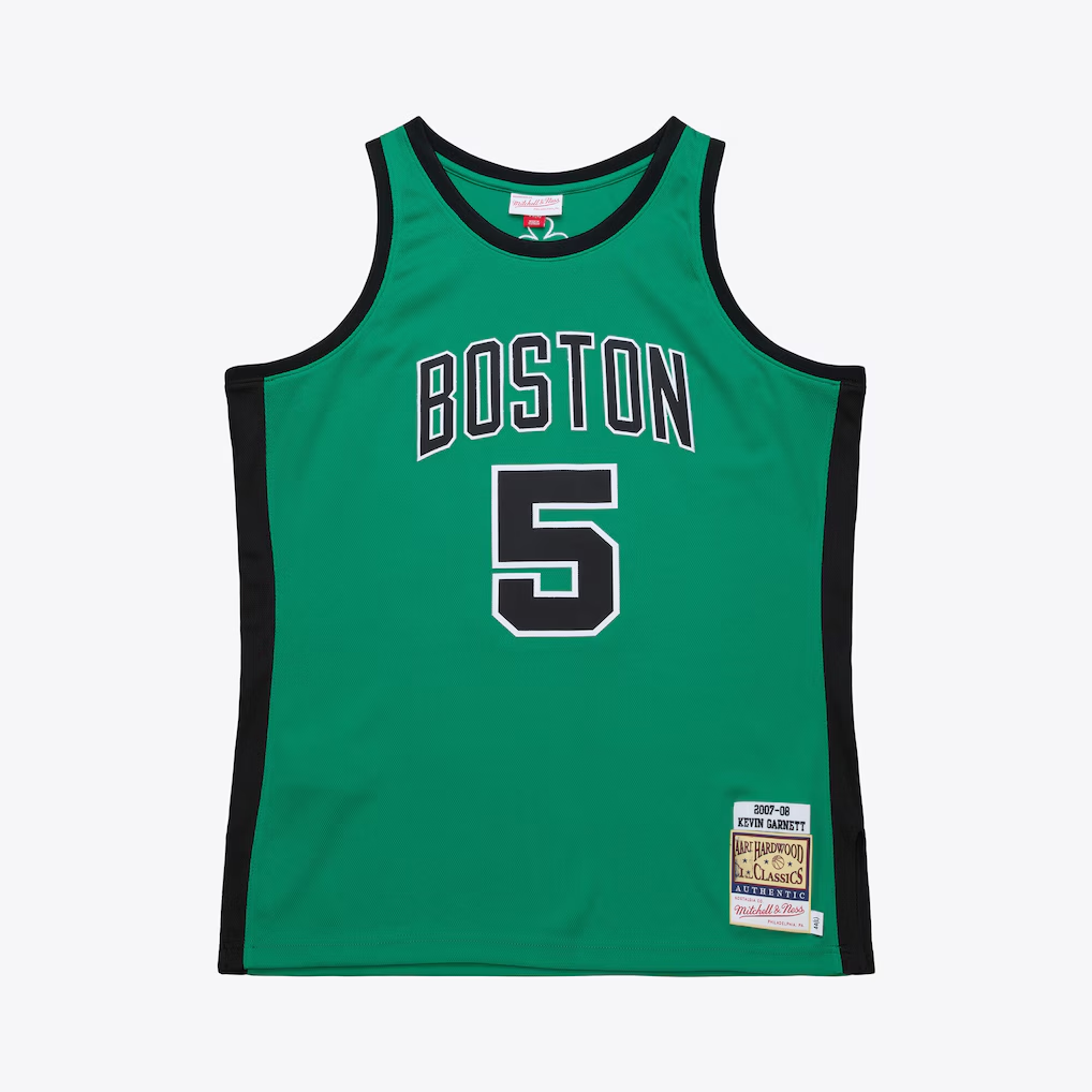 tuec B.Celtics #5 Kevin Garnett Mitchell & Ness Kelly Green 2007-08 Hardwood Classics Authentic Jerseys