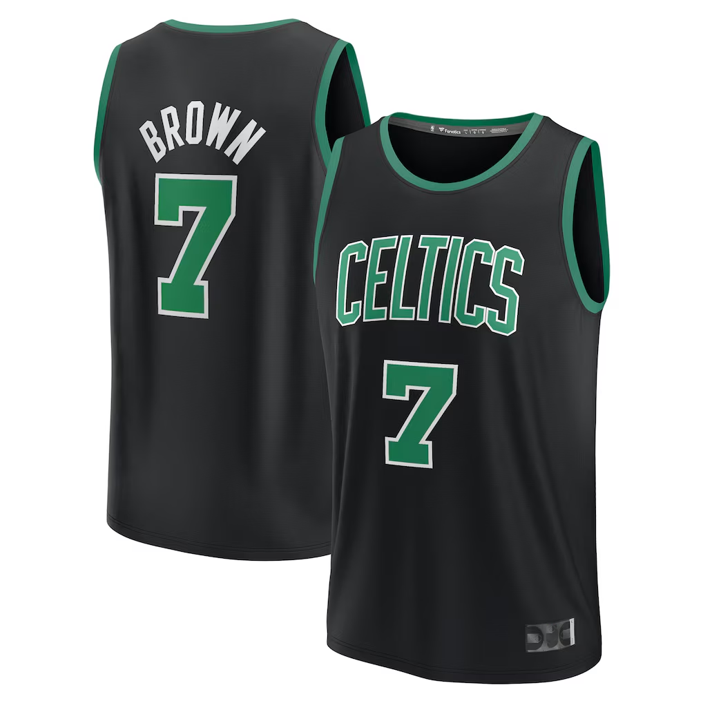 tuec B.Celtics #7 Jaylen Brown Black Fast Break Replica Player Jerseys - Statement Edition