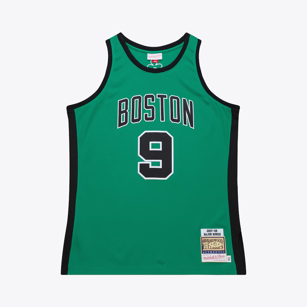tuec B.Celtics #9 Rajon Rondo Mitchell & Ness Kelly Green 2007-08 Hardwood Classics Authentic Jerseys