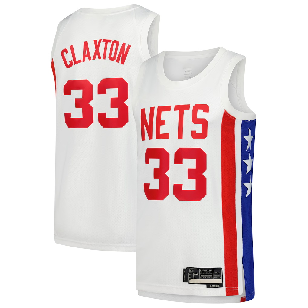 tuec B.Nets #33 Nic Claxton White Swingman Jerseys - Classic Edition