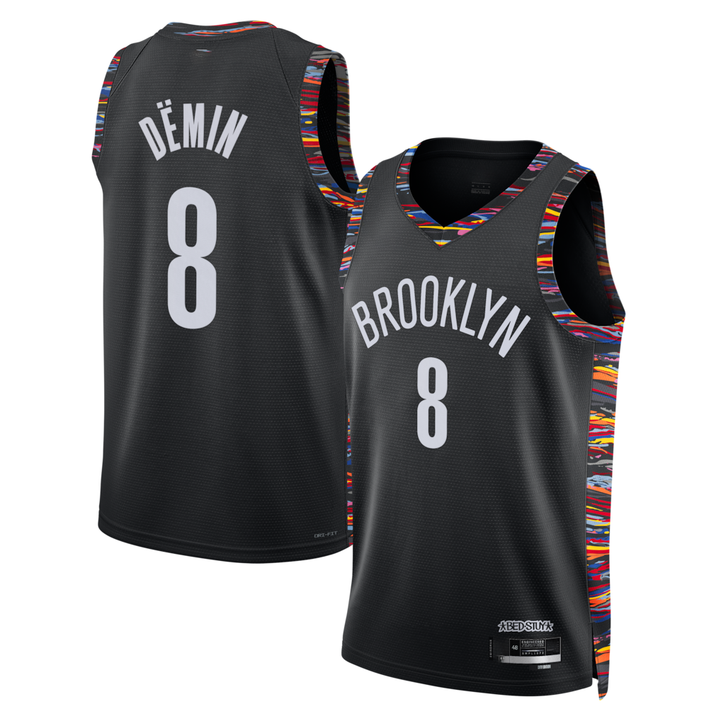 tuec B.Nets #8 Egor D?min Black 202526 Swingman Jerseys - City Edition