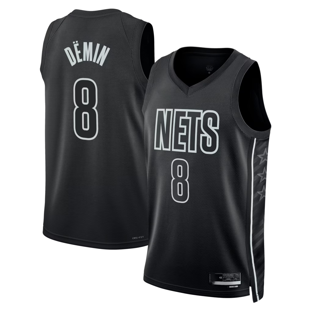 tuec B.Nets #8 Egor D?min  Black Swingman Jerseys - Statement Edition