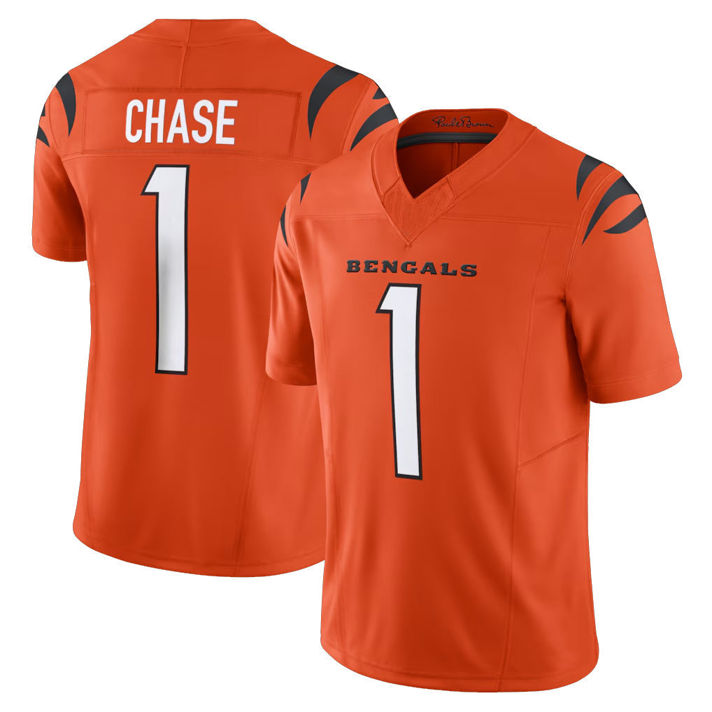Tuec C.Bengals #1 Ja'Marr Chase Player Orange Vapor F.U.S.E. Limited Home Game Stitched Jerseys