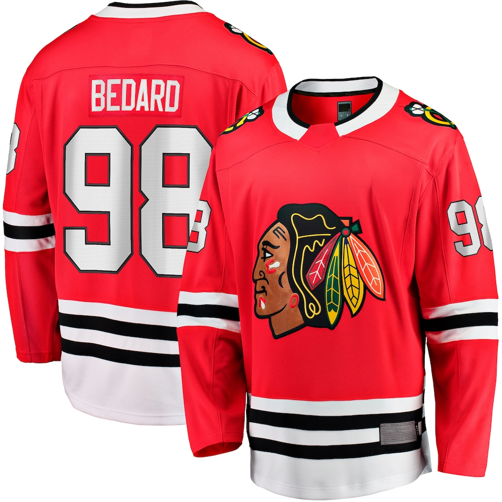 Tuec C.Blackhawks #98 Connor Bedard Red Home Breakaway Player Jerseys