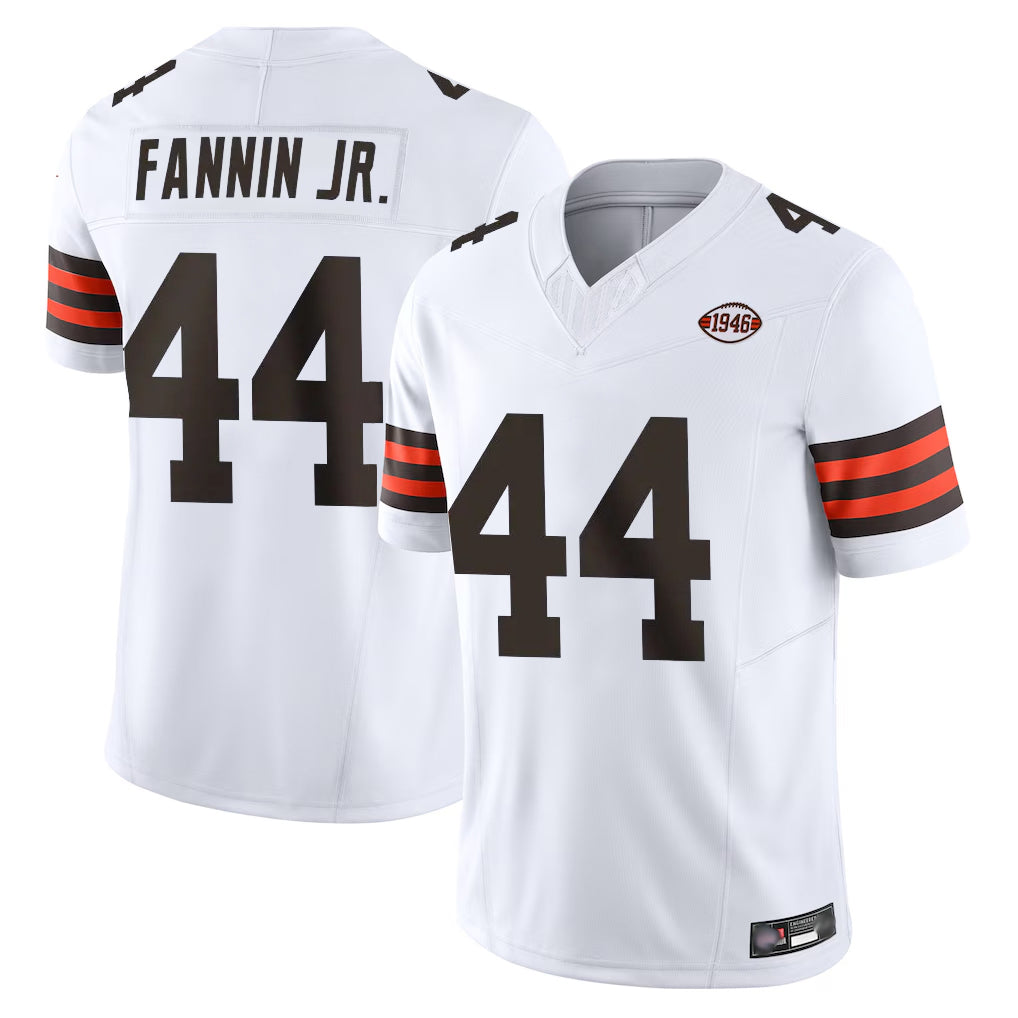 Tuec C.Browns #44 Harold Fannin Jr. Player White Vapor F.U.S.E. Limited Home Game Stitched Jerseys