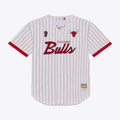 tuec C.Bulls Mitchell & Ness White Head Coach Pinstripe Mesh Full-Button Baseball Jerseys