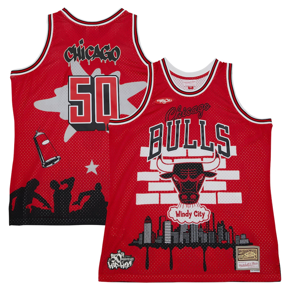 tuec C.Bulls Mitchell & Ness x Tats Cru Red Hardwood Classics Fashion Jerseys