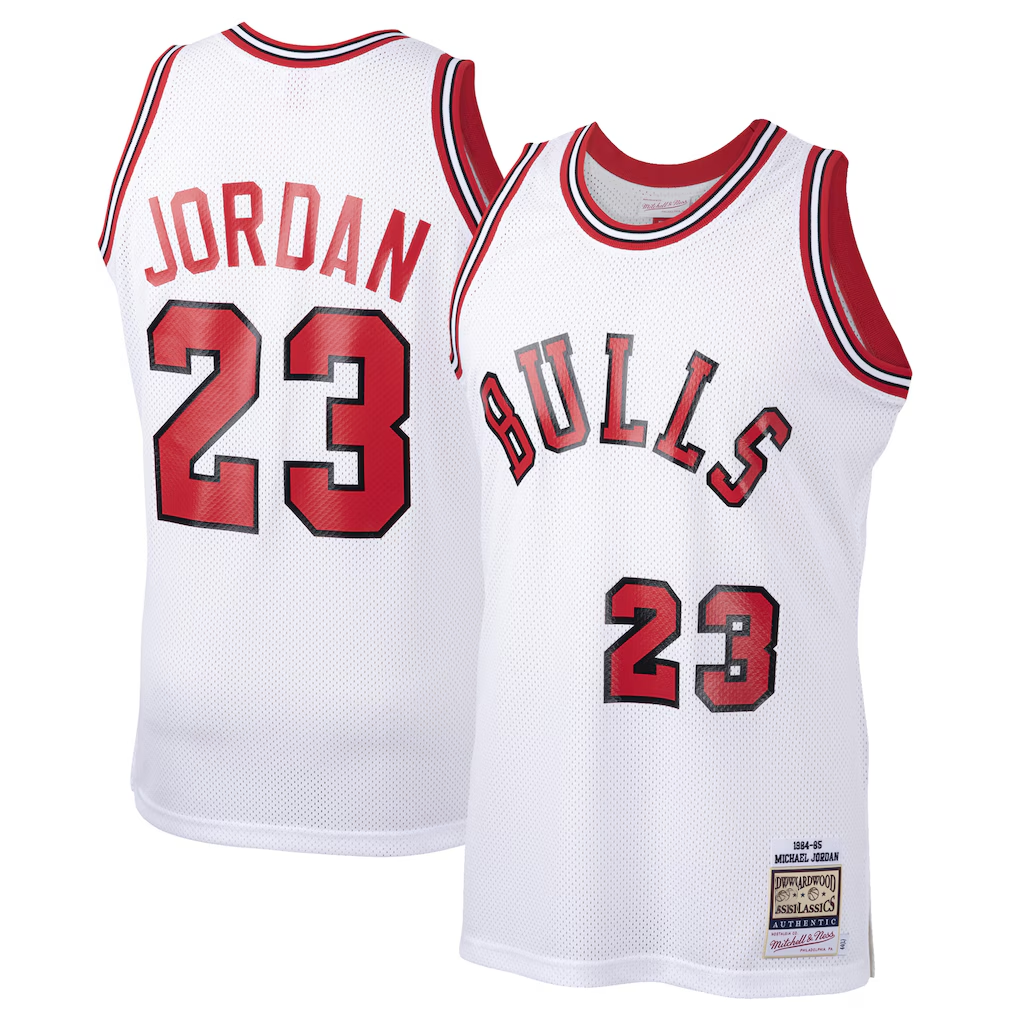 tuec C.Bulls #23 Michael Jordan Mitchell & Ness White 1984-85 Hardwood Classics Rookie Authentic Jerseys