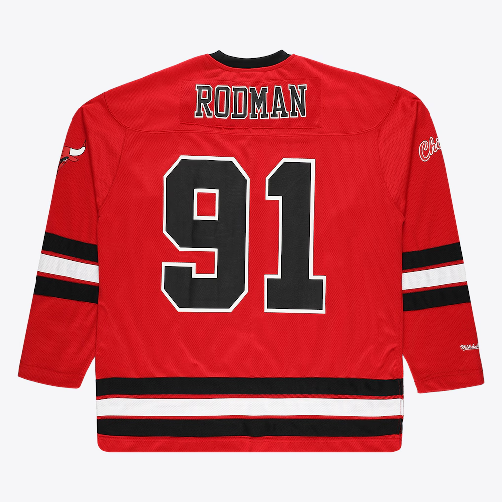 tuec C.Bulls #91 Dennis Rodman Mitchell & Ness Red Big & Tall  Hockey Jerseys