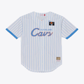 tuec C.Cavaliers Mitchell & Ness White Head Coach Pinstripe Mesh Full-Button Baseball Jerseys