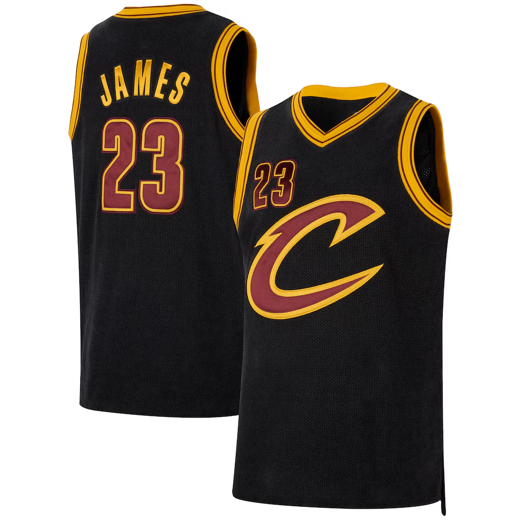 tuec C.Cavaliers #23 LeBron James Black Forever King Authentic Jerseys