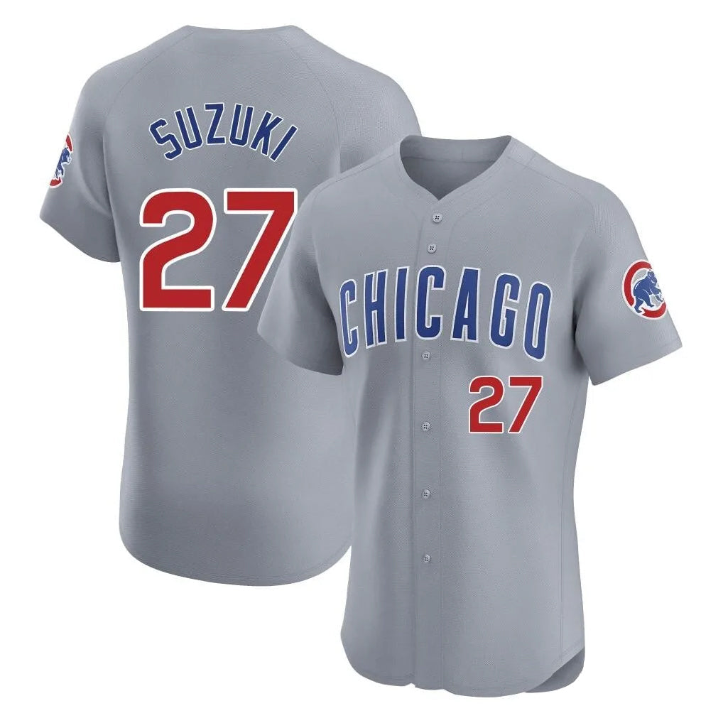 tuec C.Cubs #27 Seiya Suzuki Player Gray Road Limited Elite Home Stitched Jerseys