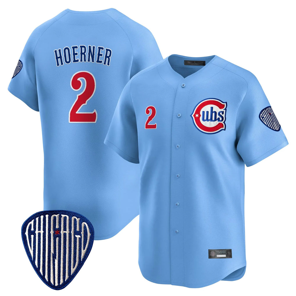 tuec C.Cubs #2 Nico Hoerner Player Blue Vapor Premier Limited Home Stitched Jerseys