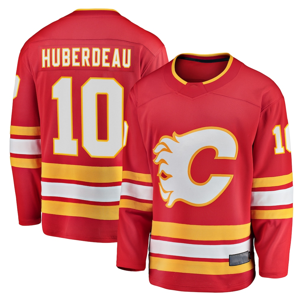 Tuec C.Flames #10 Jonathan Huberdeau Red Home Premium Jerseys