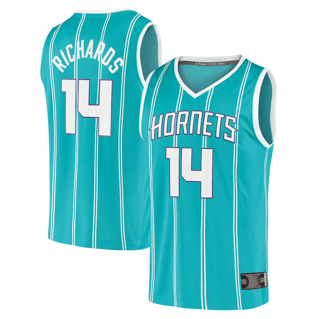 tuec C.Hornets #14 Nick Richards  Teal Fast Break Replica Jerseys - Icon Edition