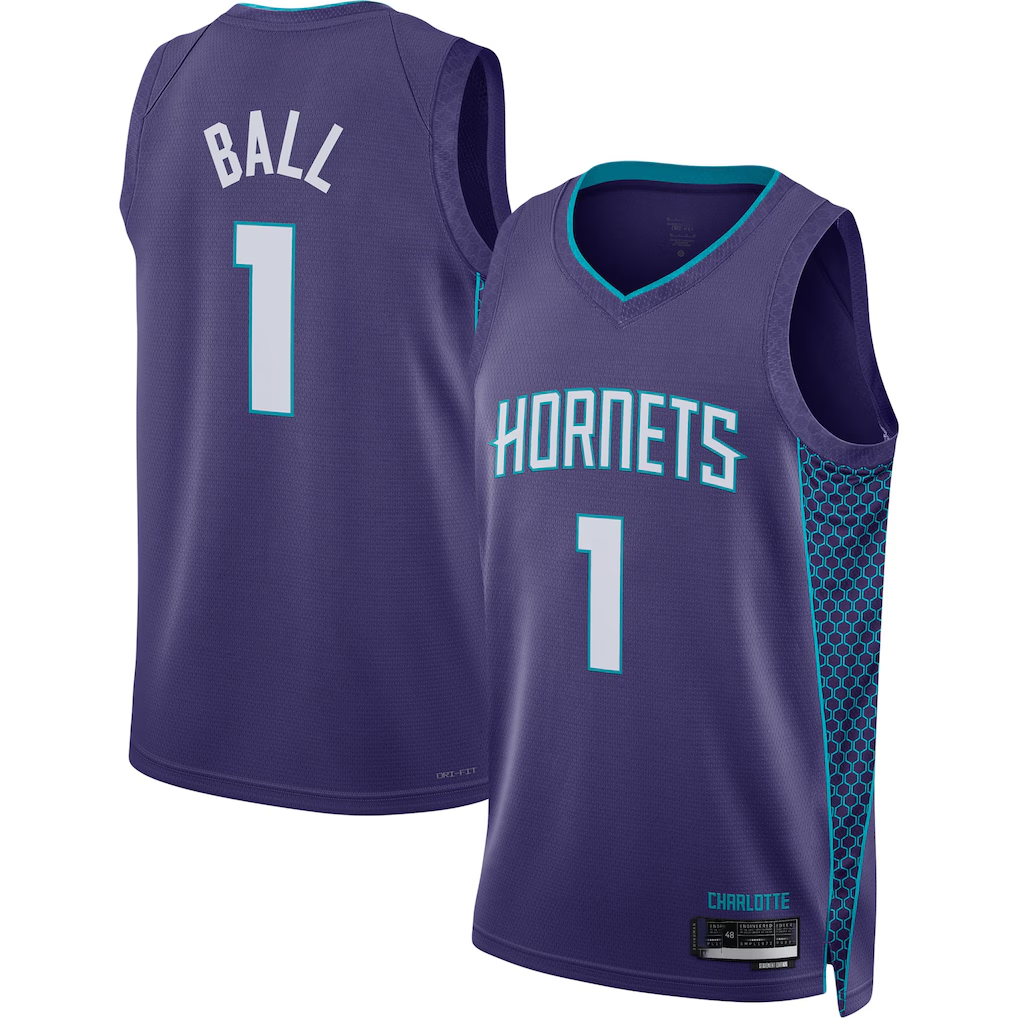 tuec C.Hornets #1 LaMelo Ball Jordan Brand Purple Swingman Jerseys - Statement Edition