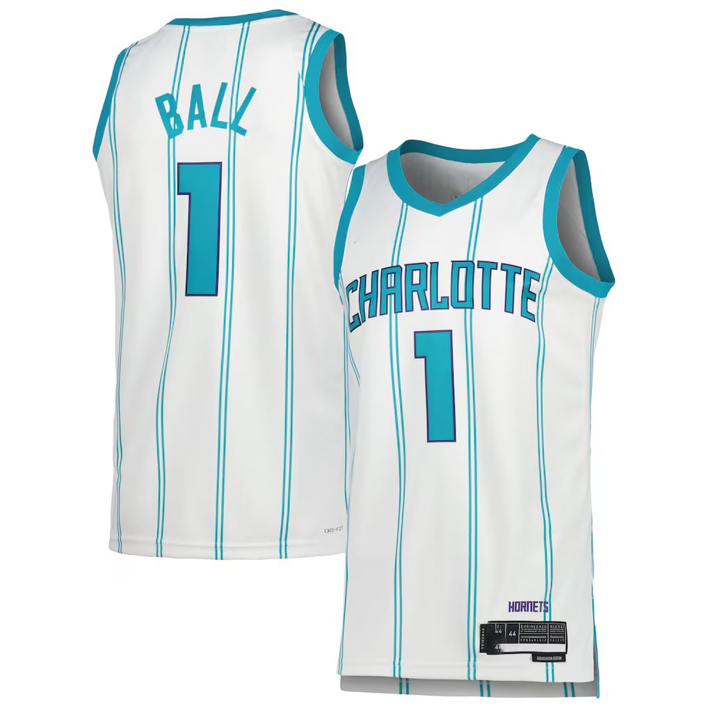 tuec C.Hornets #1 LaMelo Ball  White Swingman Jerseys - Association Edition