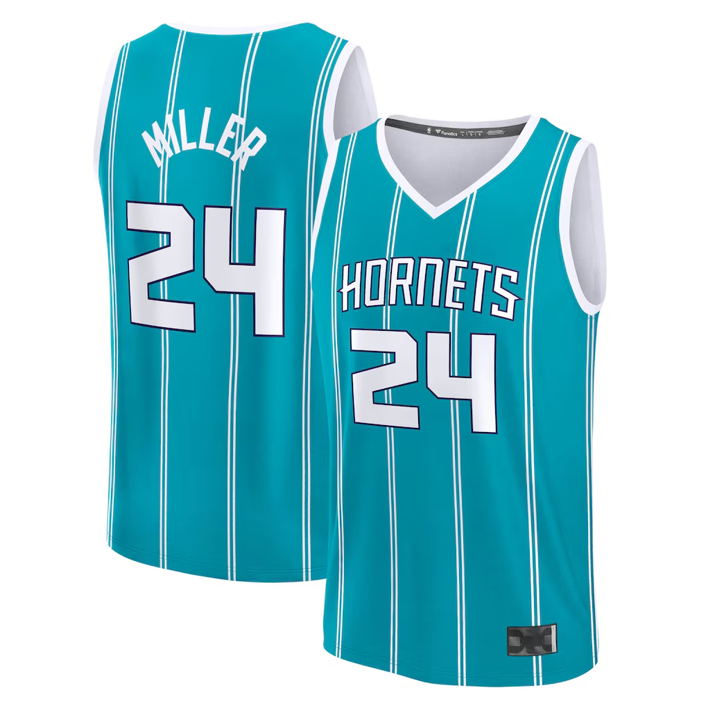 tuec C.Hornets #24 Brandon Miller  Teal Fast Break Replica Jerseys - Icon Edition