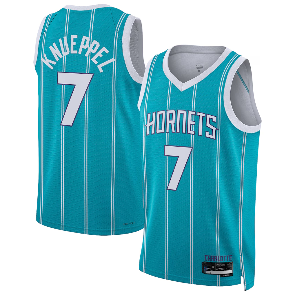 tuec C.Hornets #7 Kon Knueppel  Teal Swingman Jerseys - Icon Edition