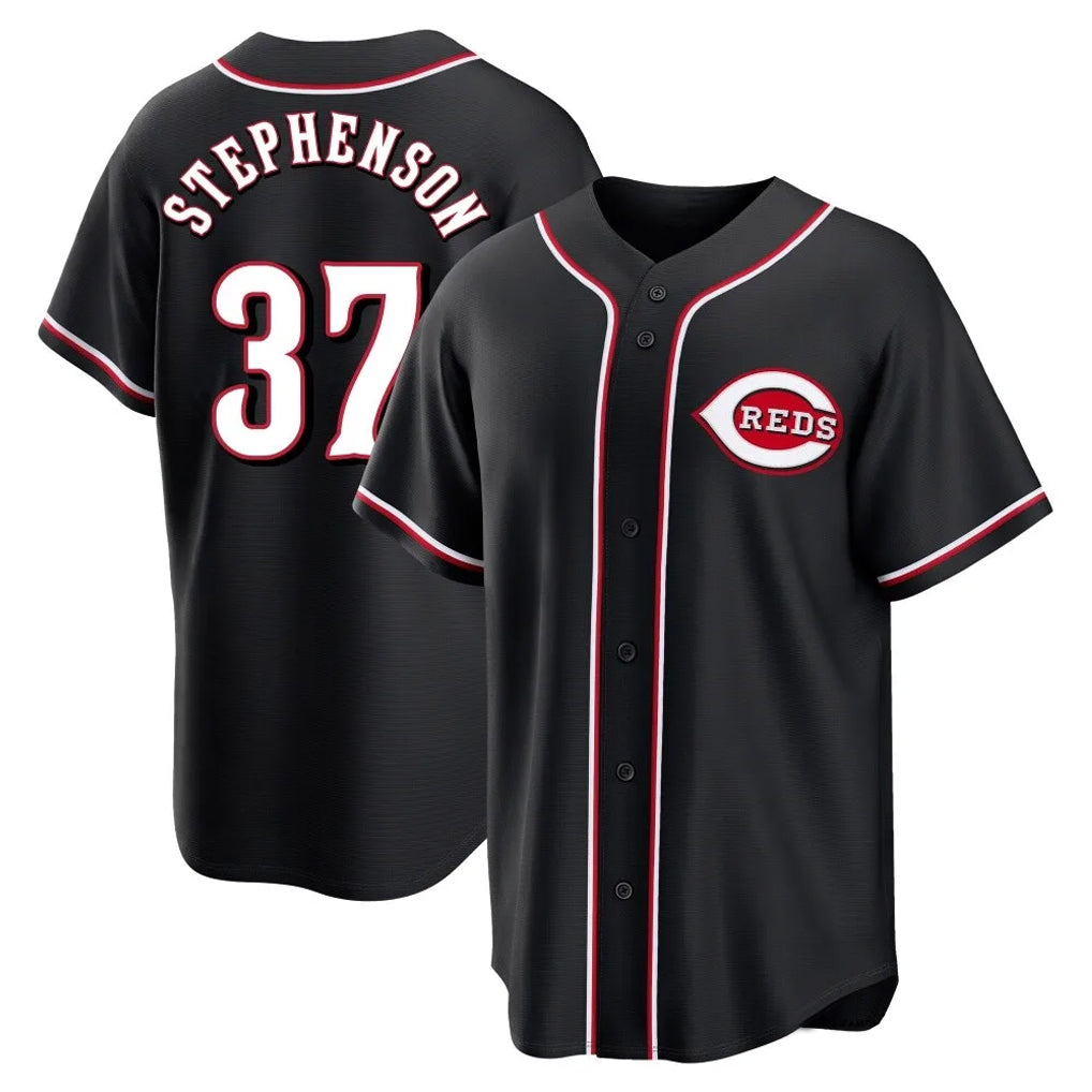 tuec C.Reds #37 Tyler Stephenson Player Black Fashion Out Home Game Stitched Jerseys