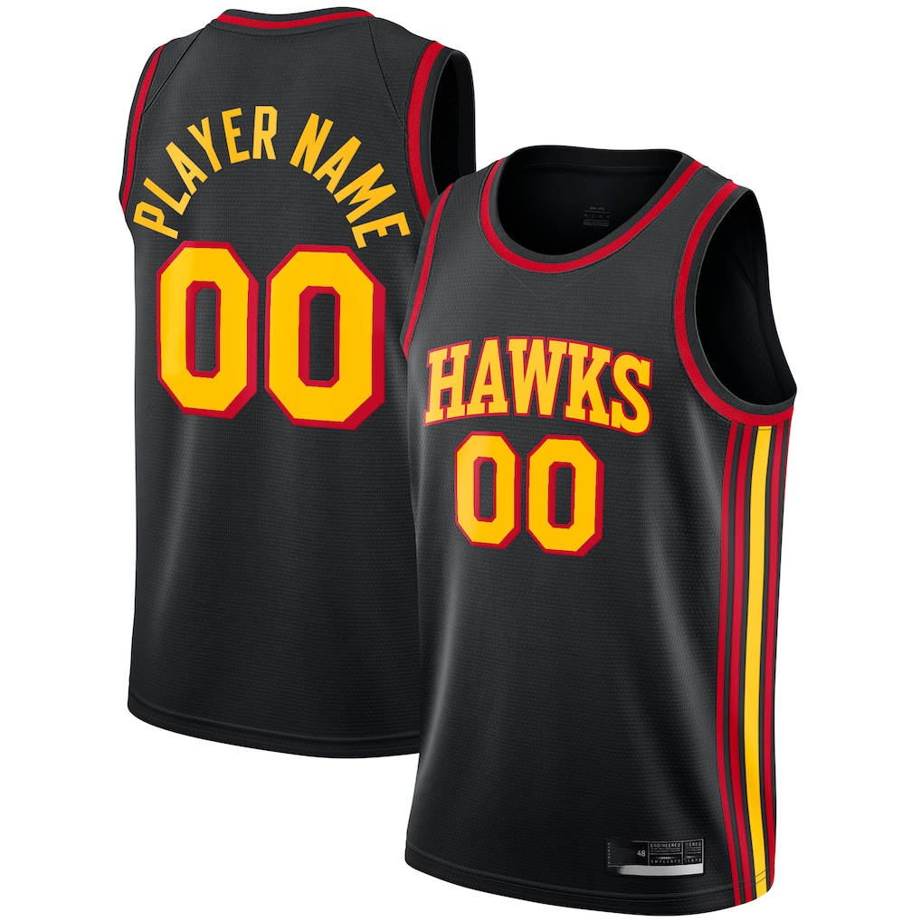 tuec Custom A.Hawks  Black Swingman Jerseys - Statement Edition