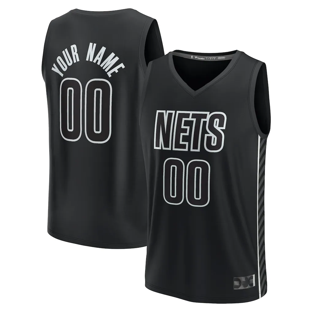 tuec Custom B.Nets Fanatics Black Fast Break Stitched Jerseys- Statement Edition
