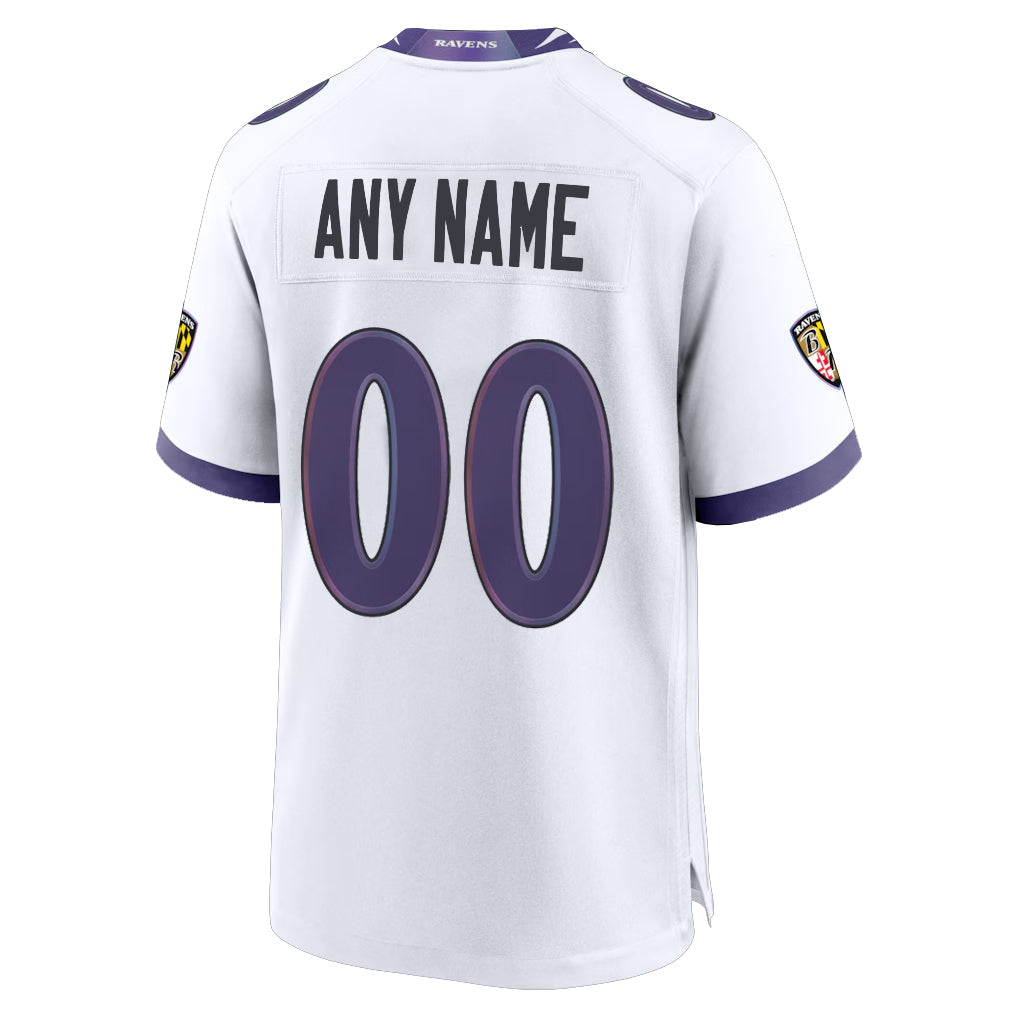 Tuec Custom B.Ravens White Home Game Any Name & Numbers Stitched Jerseys