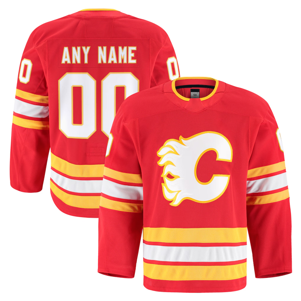 Tuec Custom C.Flames Red Home Authentic Pro Jerseys