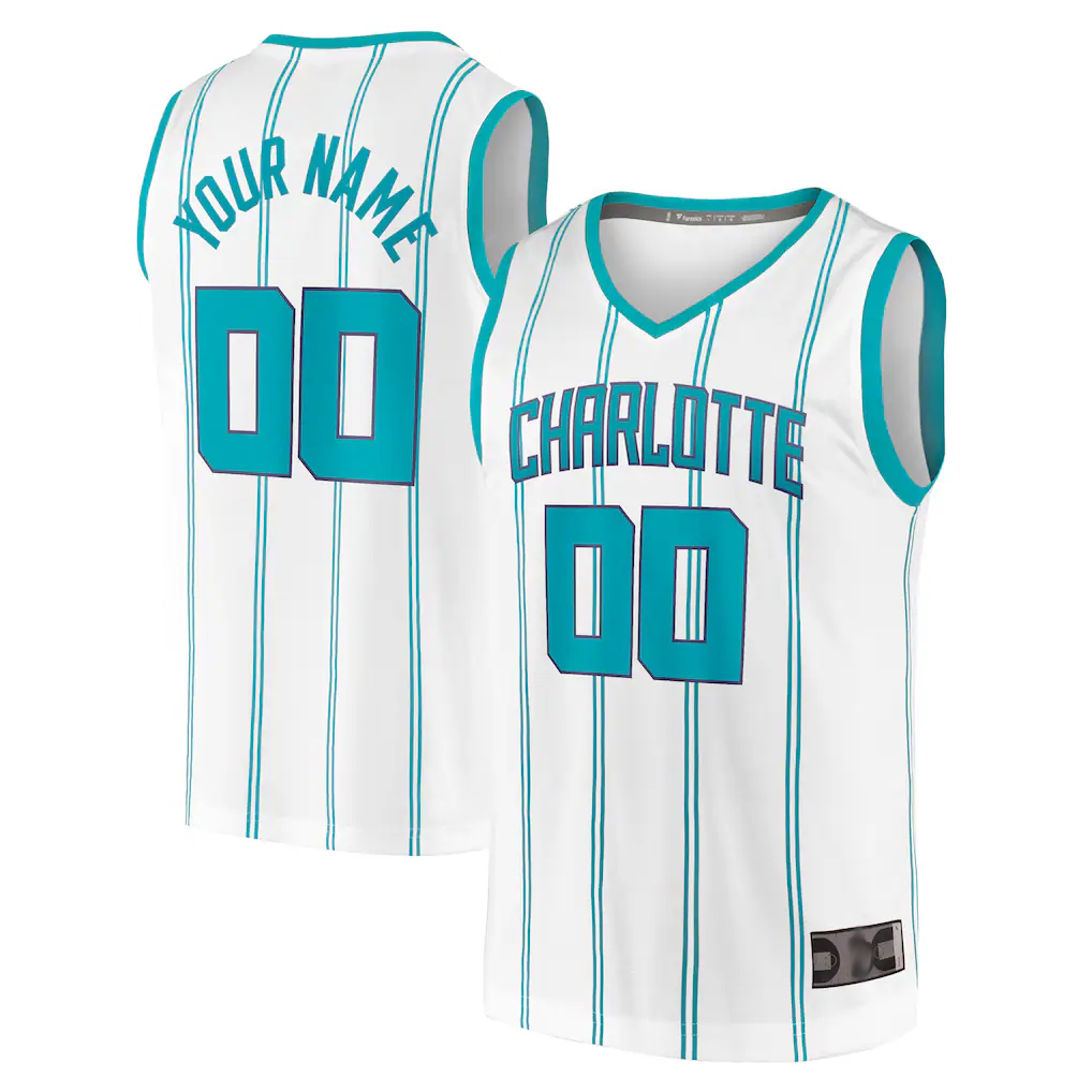 tuec Custom C.Hornets  White Fast Break Custom Replica Jerseys - Association Edition