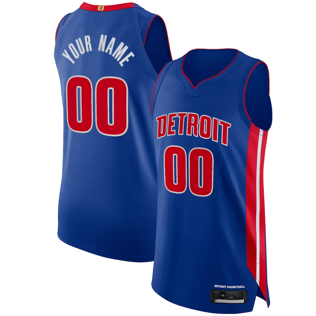 tuec Custom D.Pistons Blue Authentic Jerseys - Icon Edition