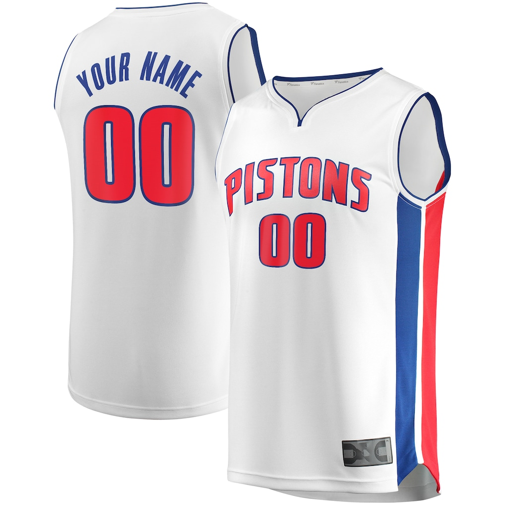 tuec Custom D.Pistons  White Fast Break Replica Jerseys - Association Edition